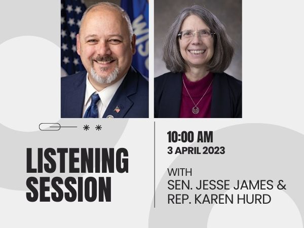 Listening Session April 3 with Jesse James and Karen Hurd at 10am